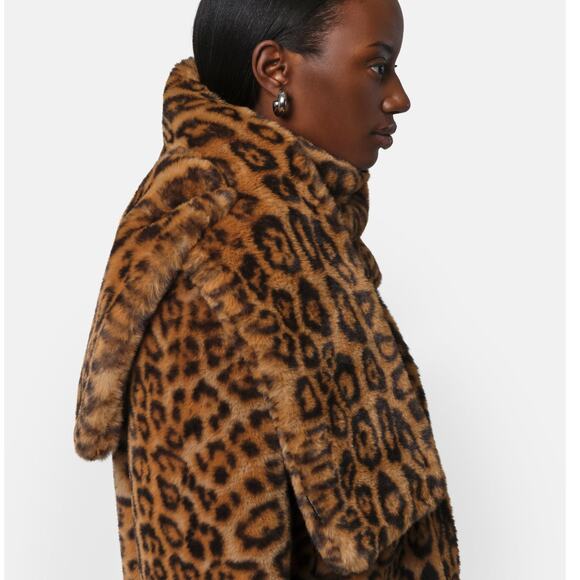 Apparis NWT Jasper Plush Leopard Print Black Brown Faux Fur Thread Through Scarf - Picture 4 of 12